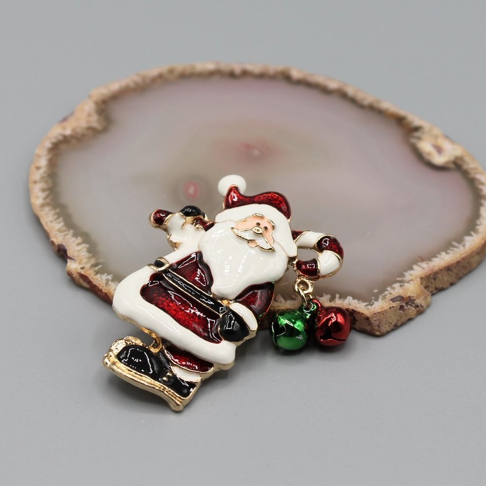 Santa Candy Cane Christmas Holidays pin brooch pendant necklace jewelry fashion